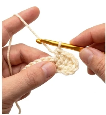 US double crochet step 1: Yarn over and insert