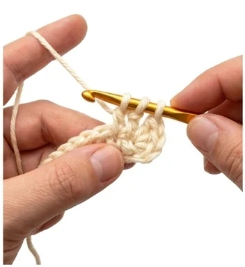 US double crochet step 2: Pull up a loop