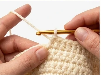 Half double crochet step 1: Yarn over first