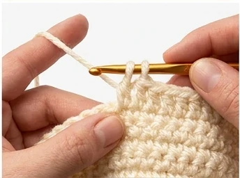 Half double crochet step 3: Yarn over again