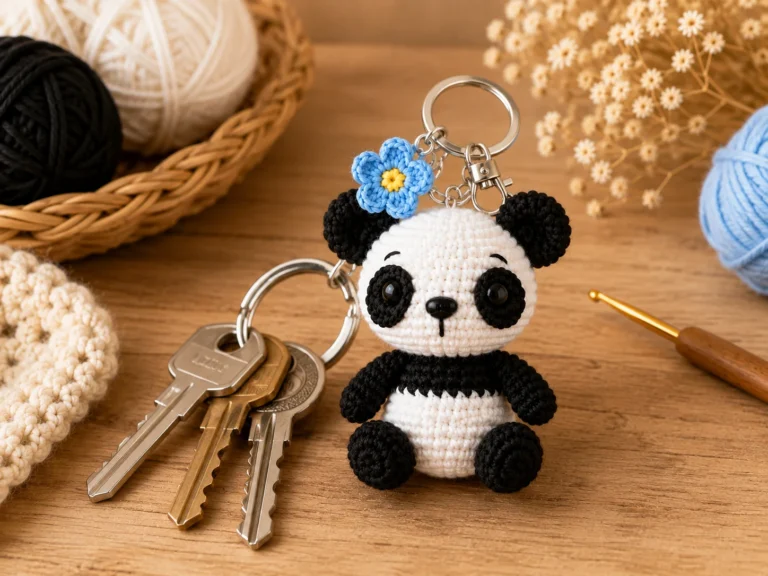 Crochet Panda Keychain