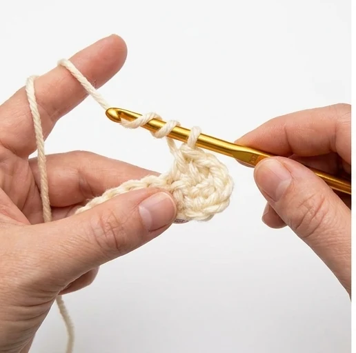 US treble crochet step 1: Yarn over twice and insert