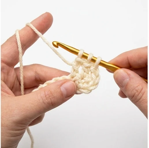 US treble crochet step 2: Pull up a loop