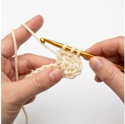 US treble crochet step 3: Reduce the loops in pairs