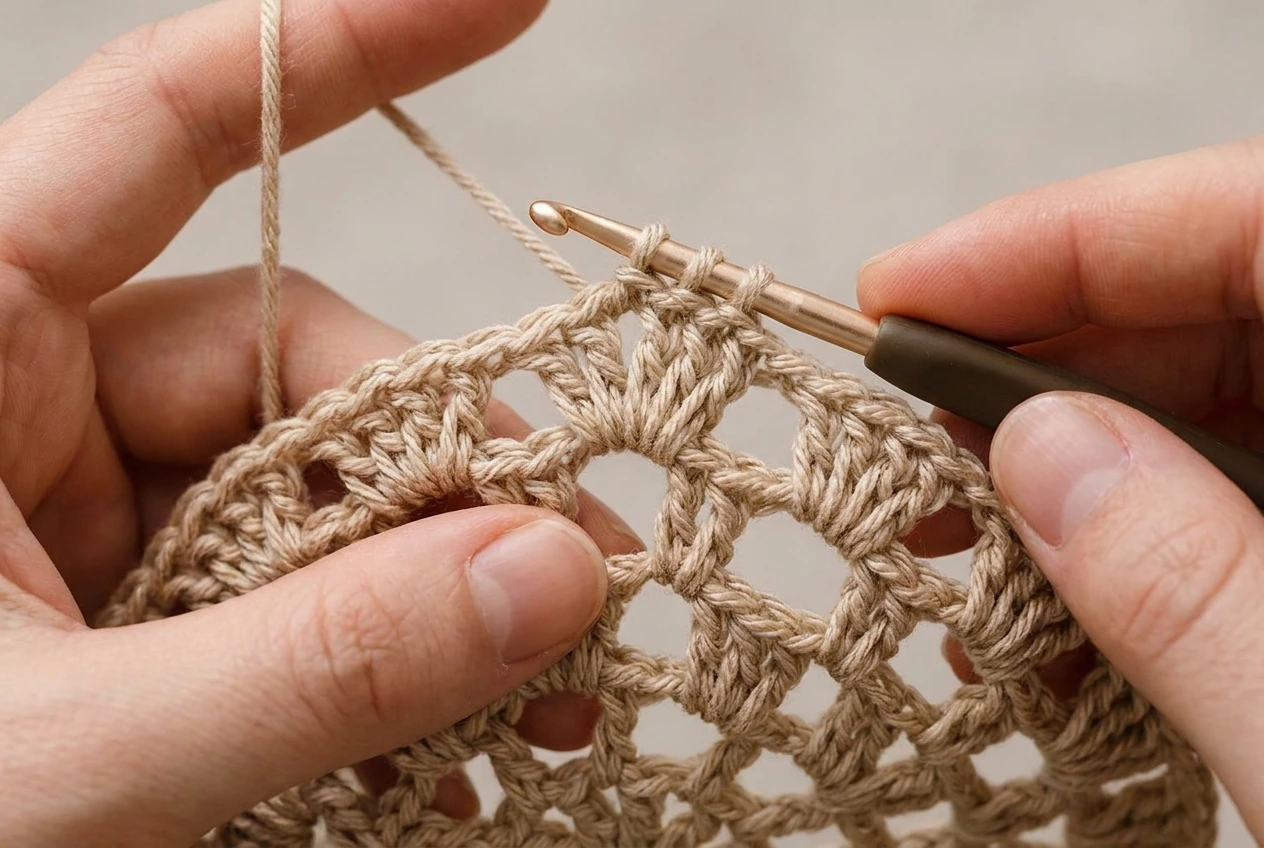 five double crochet cluster stitch for a lace crochet beret