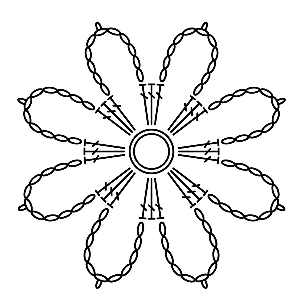 Crochet chart for Motif 4 long-loop flower
