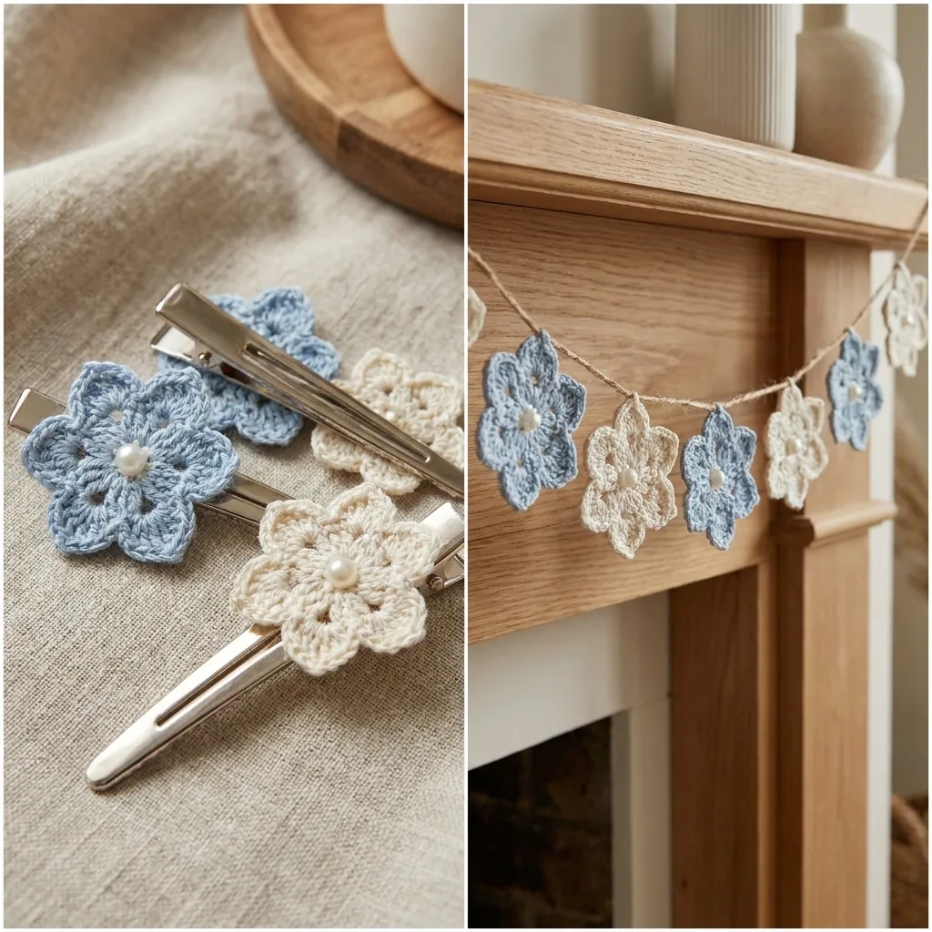 Motif 3 used as crochet hair accessories and garland decoration