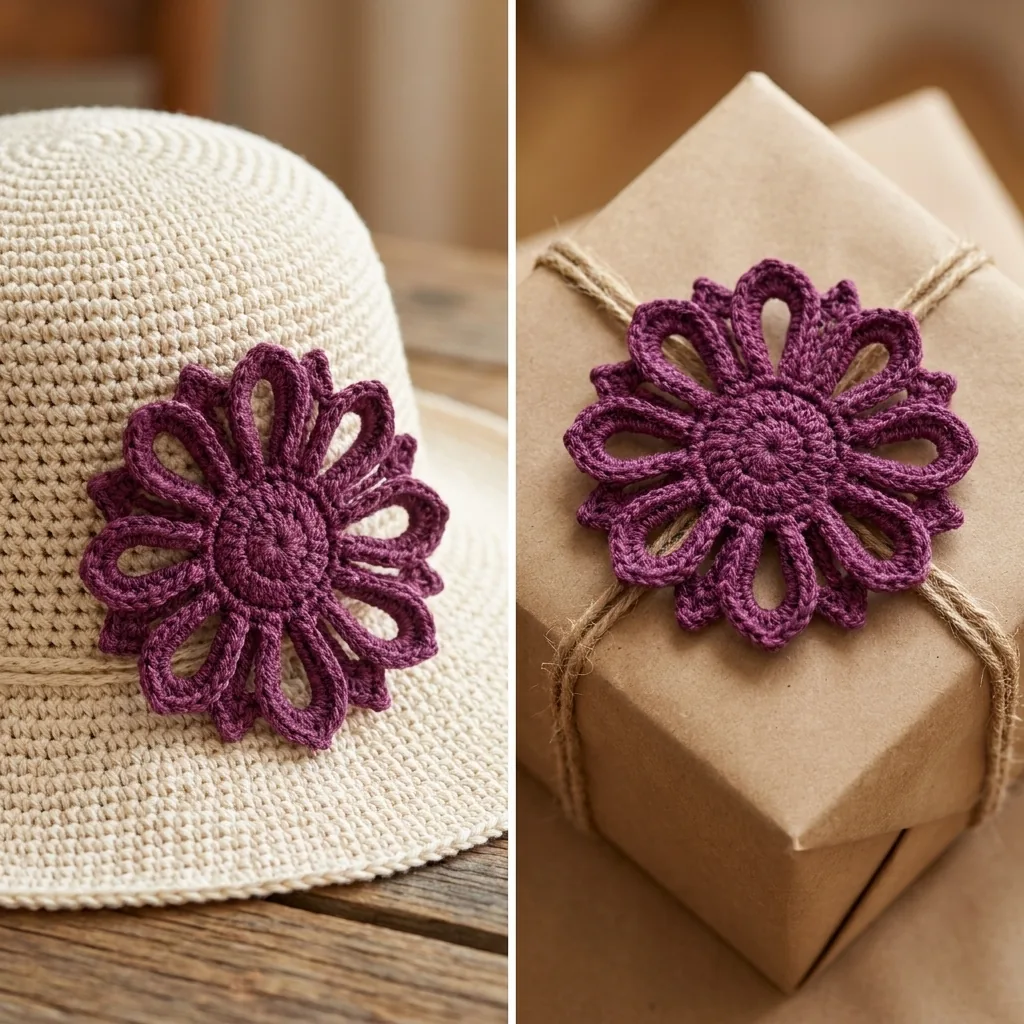 Motif 4 used as a hat decoration and gift embellishment