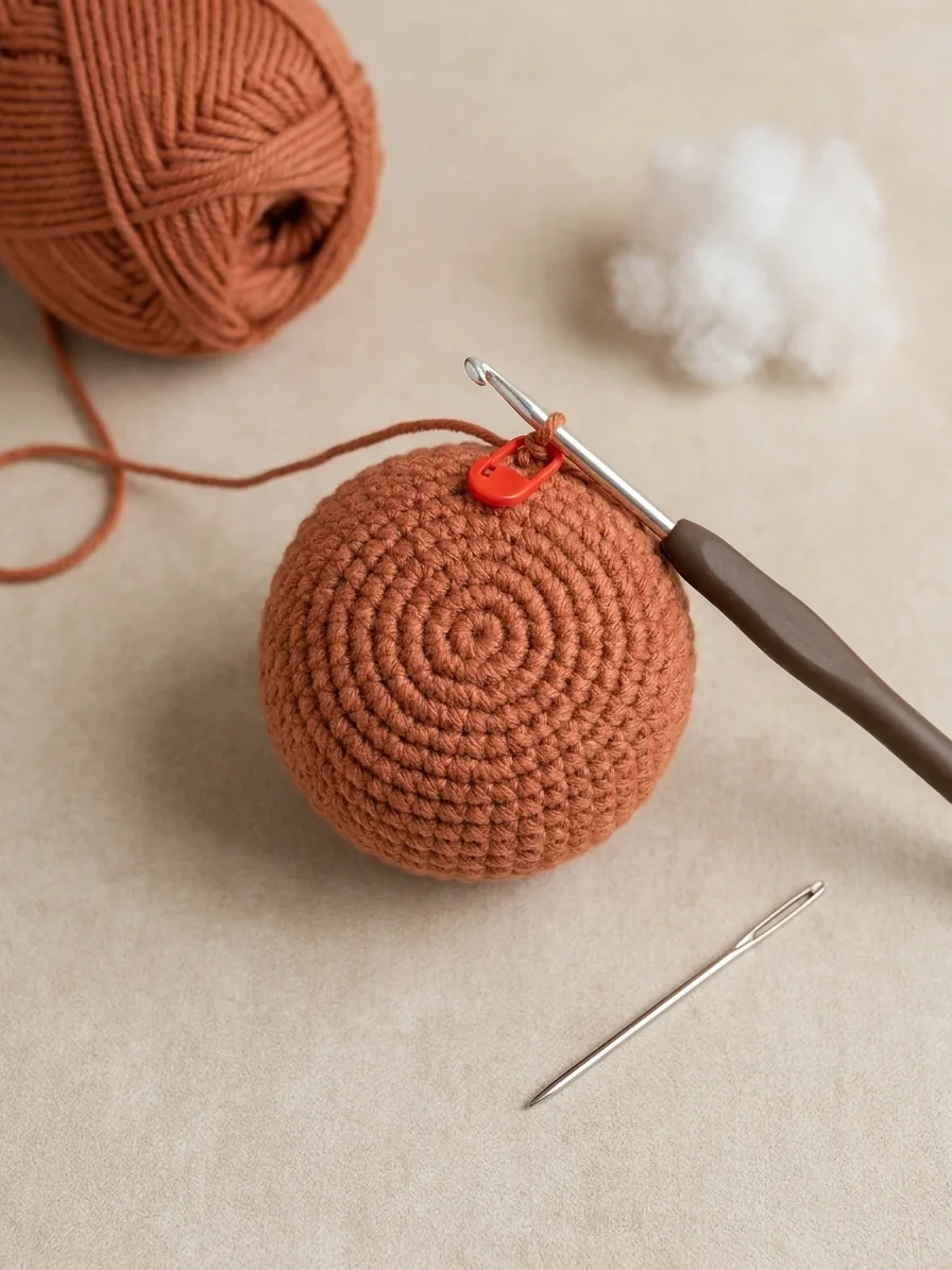 Crochet bunny keychain pattern step 1: crochet the round bunny head