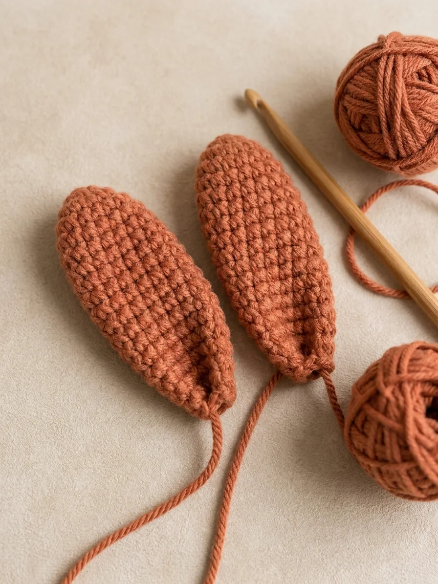 Crochet bunny keychain pattern step 2: make two tall bunny ears