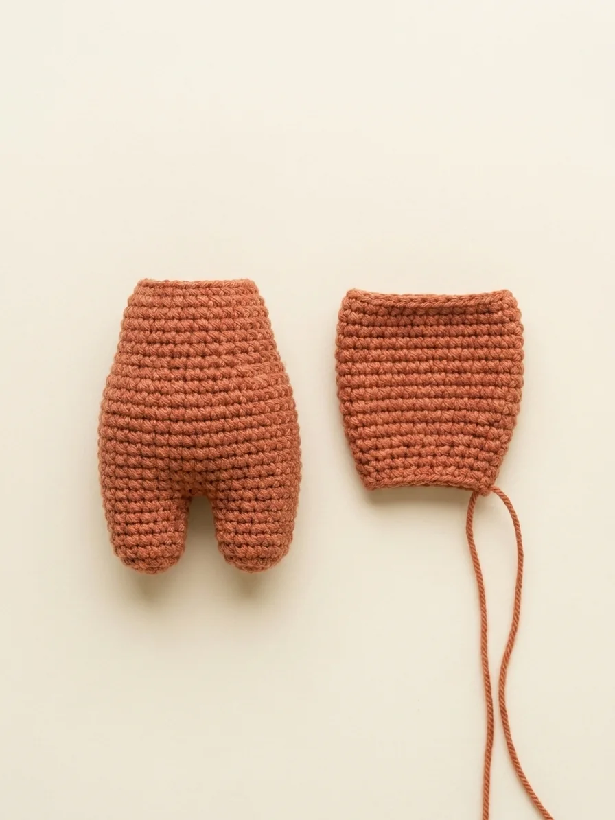 Crochet bunny keychain pattern step 5: make two lightly stuffed legs