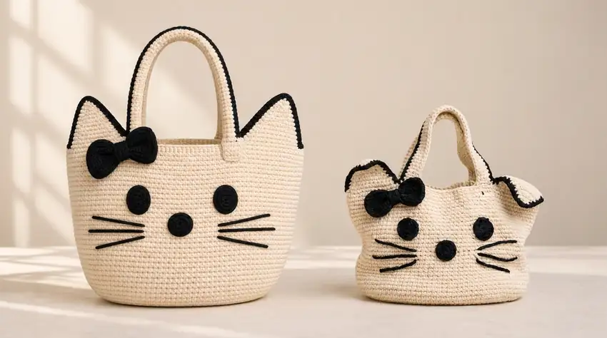 Correctly sized cat bucket bag compared with a smaller misshapen bag