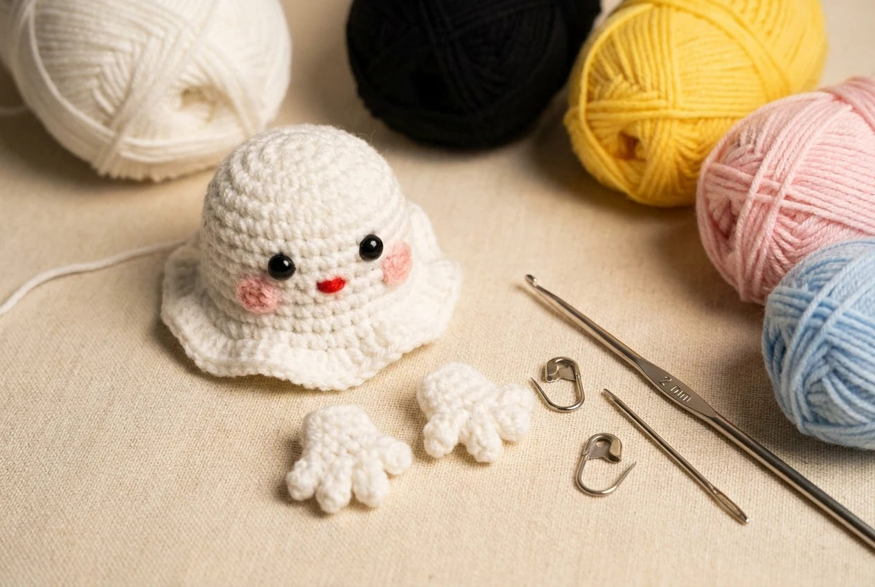 Cat step 1 crochet body and hands
