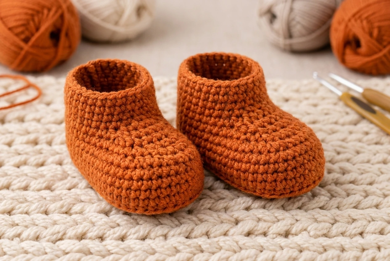 matching orange bodies for the fox baby booties crochet pattern