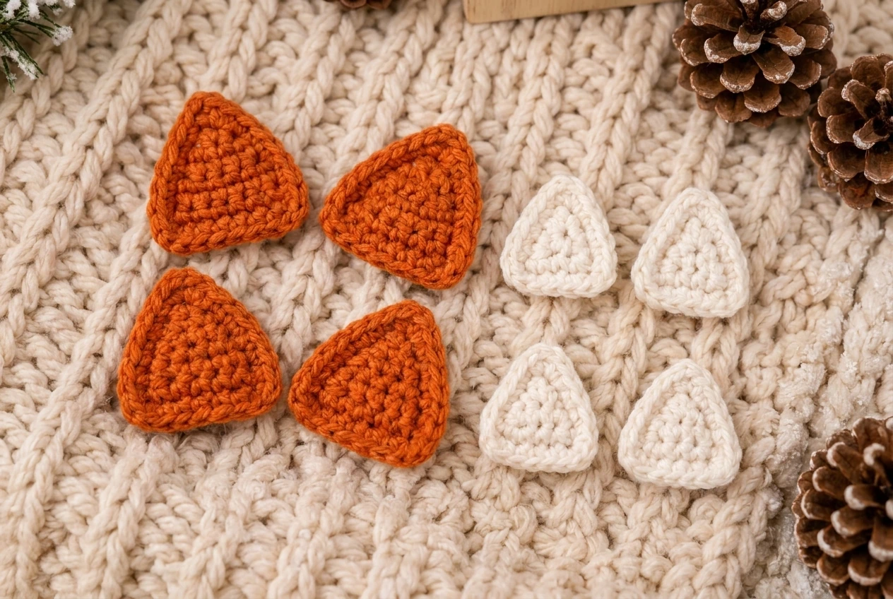 matching layered ears for the fox baby booties crochet pattern