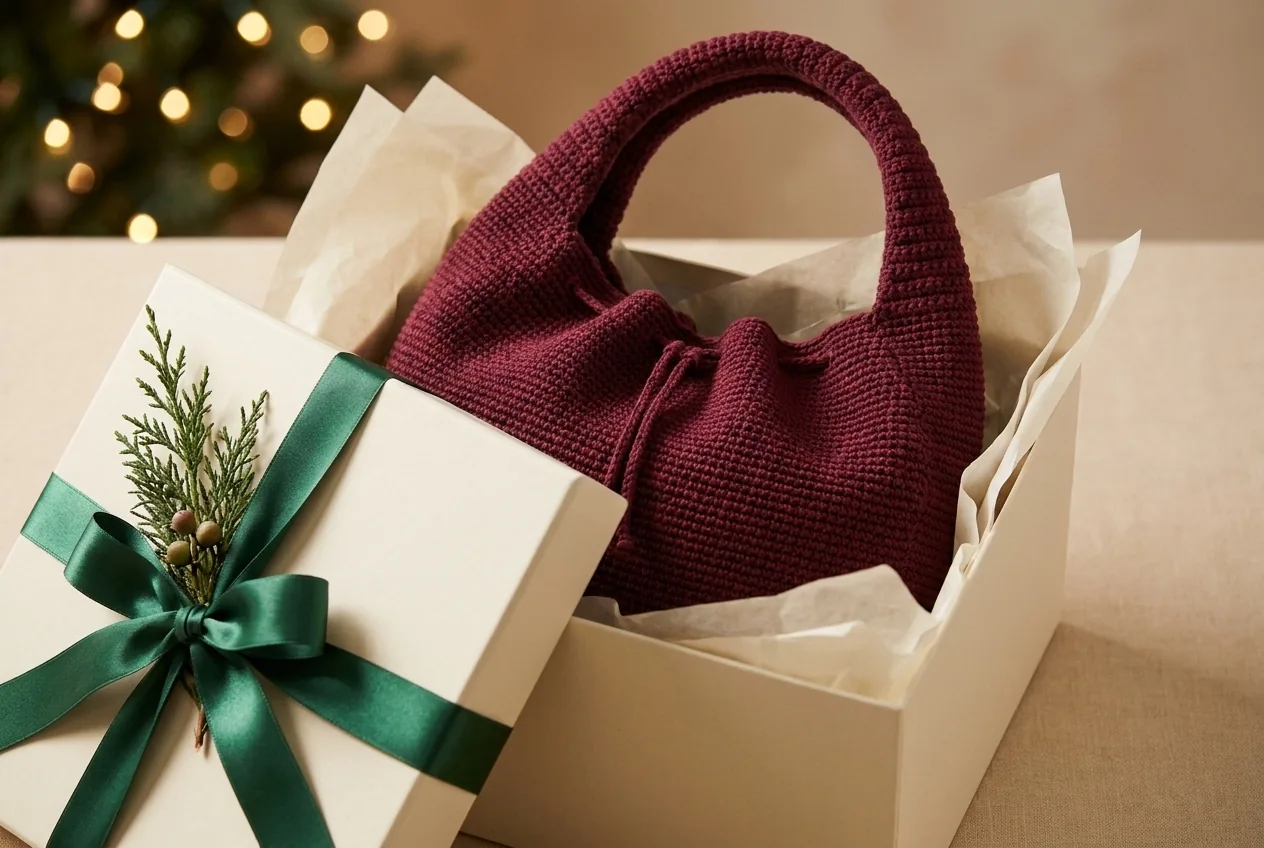 Crochet crescent bag holiday gift