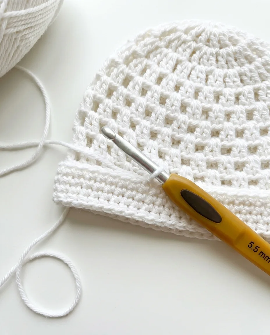 step 3 crochet baby hat single crochet band