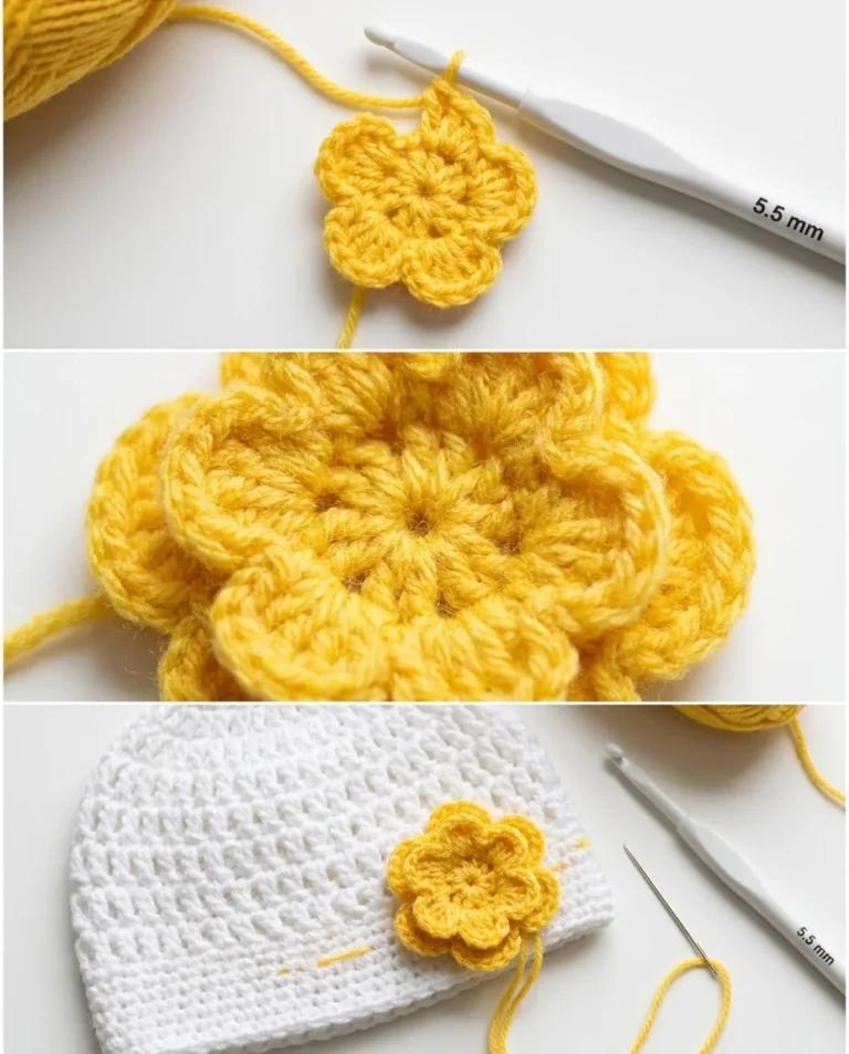 Crochet Flower for a Baby Hat