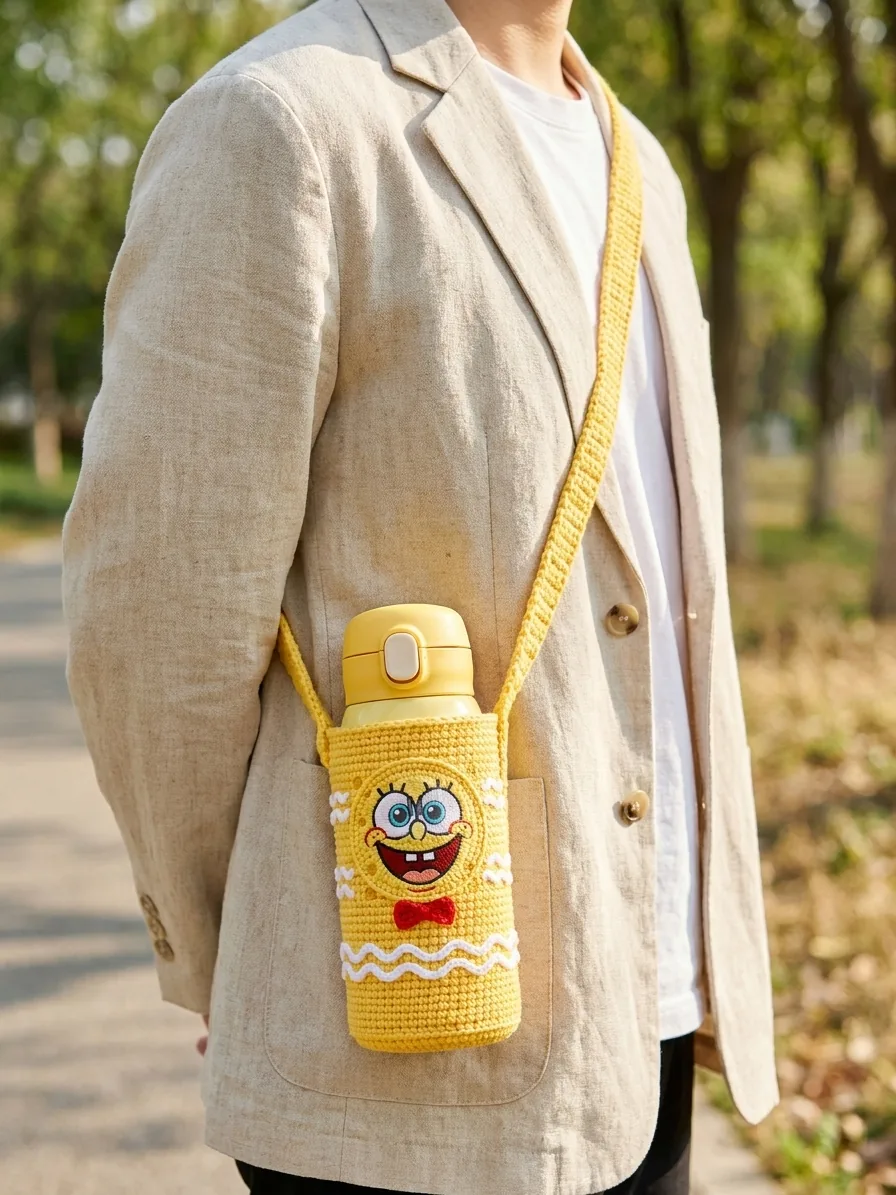 Weekend bottle sling design for the Sunny Sponge crochet bottle holder