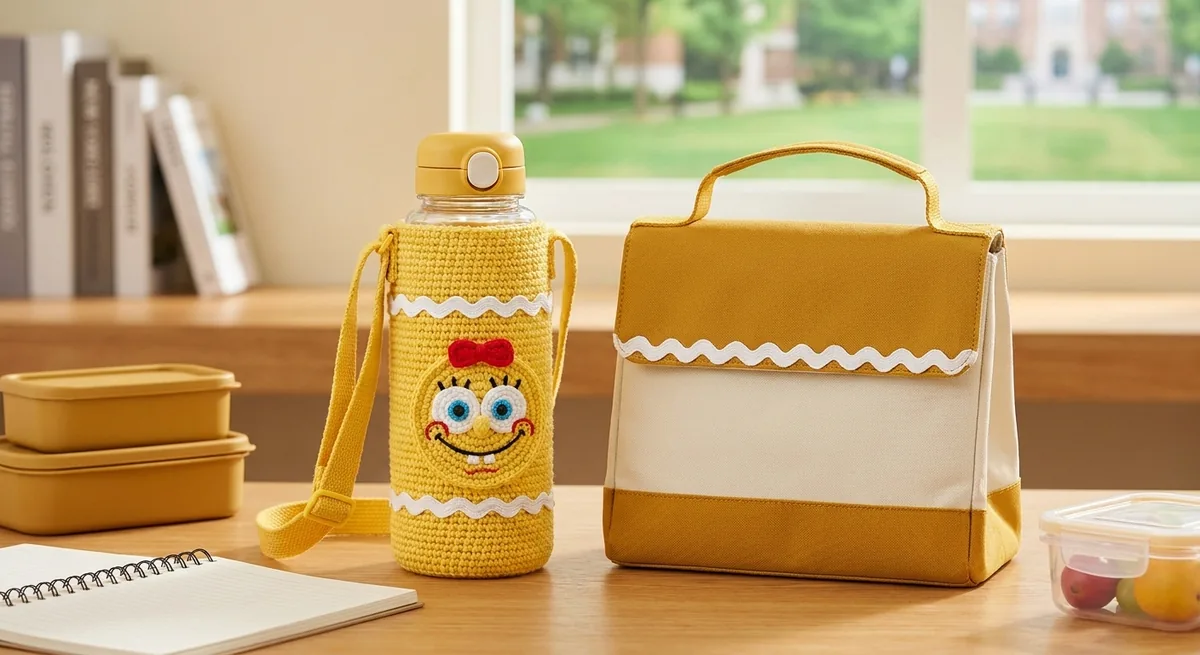 Travel bottle holder design for the Sunny Sponge crochet bottle holder