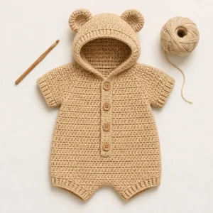 Crochet Bear Hood Romper Pattern
