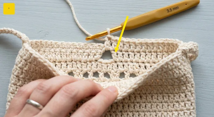 Crochet drawstring eyelet round