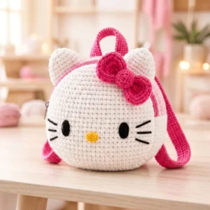 Hello Kitty Face Crochet Backpack Pattern