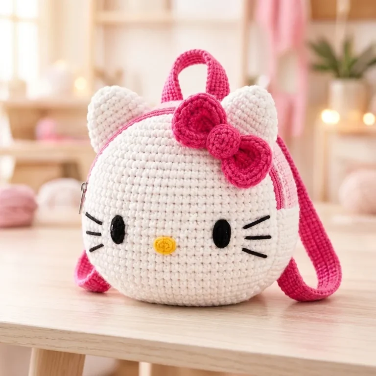 Hello Kitty Face Crochet Backpack Pattern