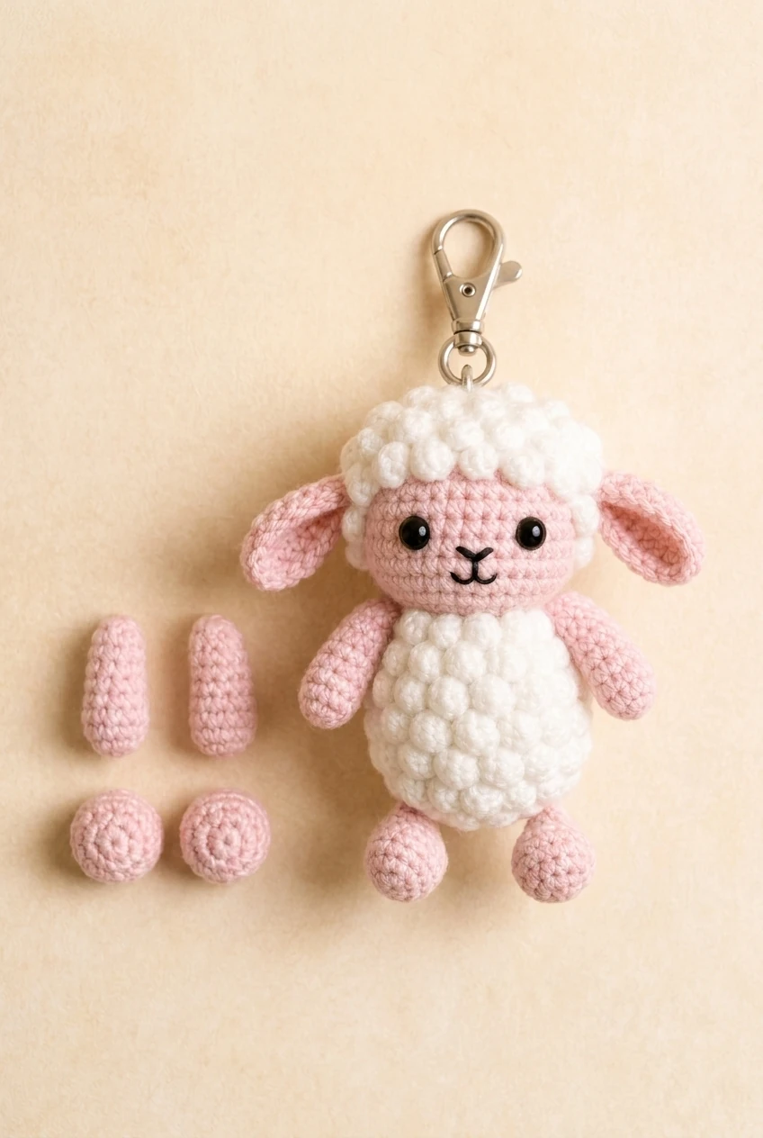 two finished crochet lamb legs