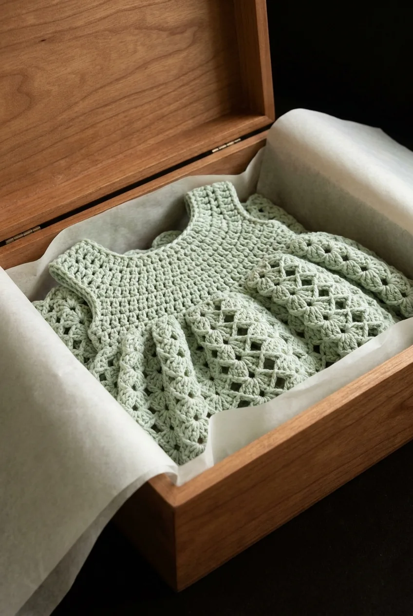 storing an heirloom baby dress in acid-free tissue