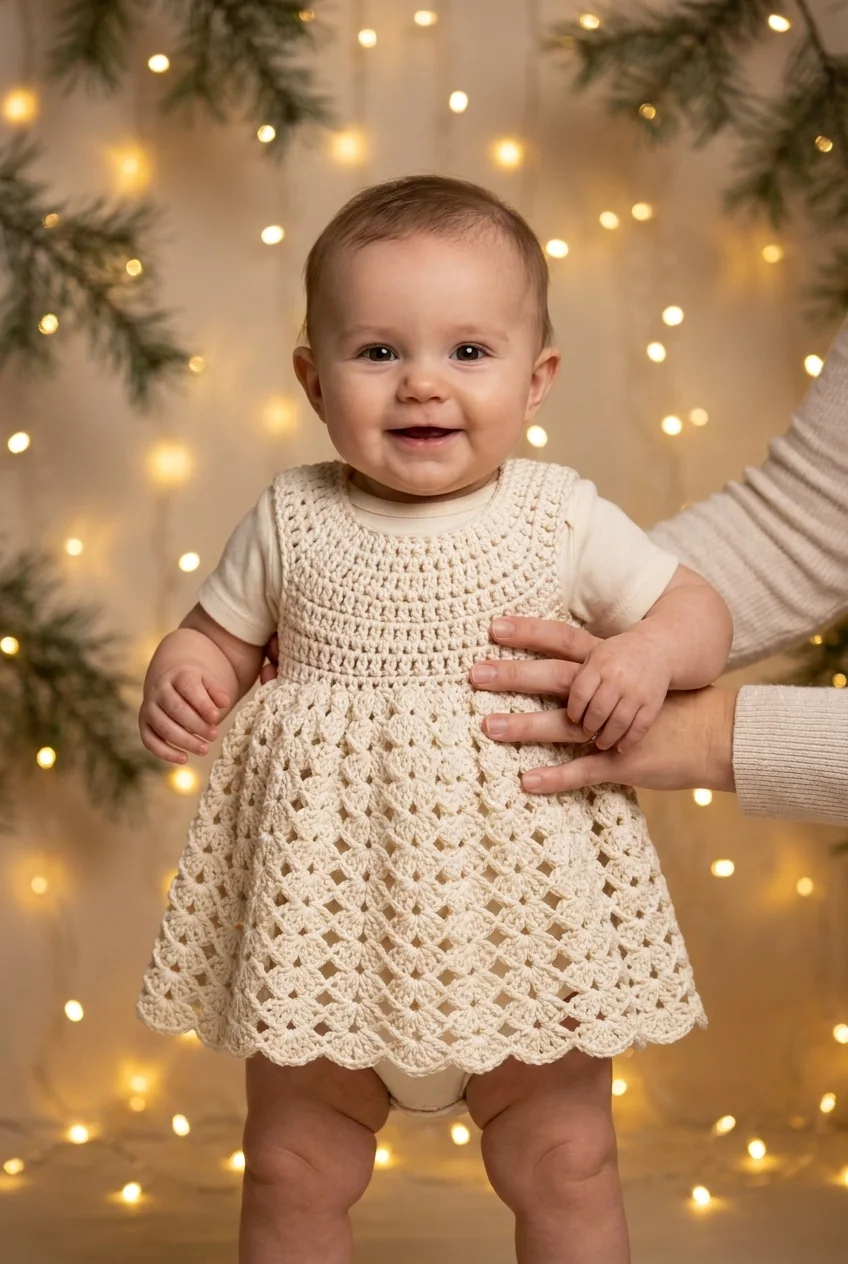 baby christmas outfit crochet dress holiday photos
