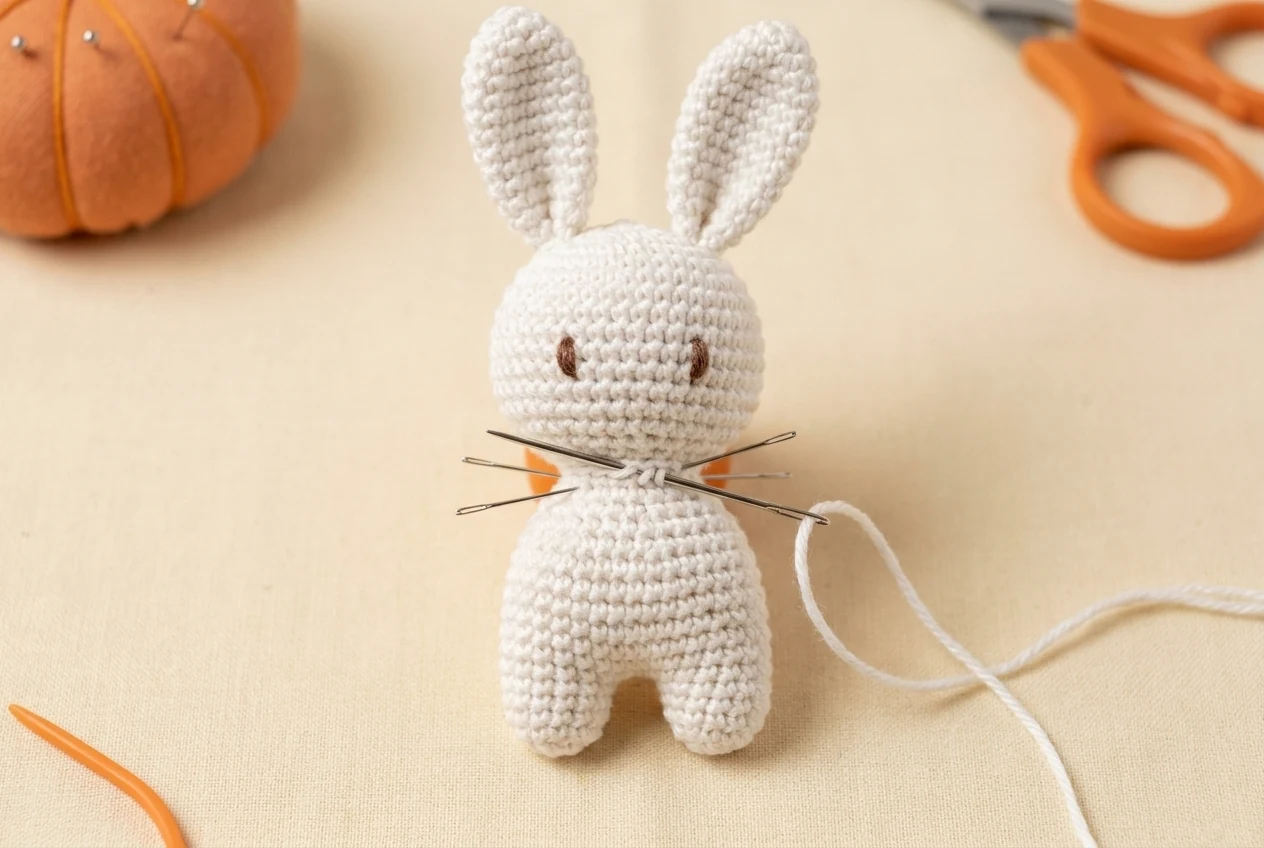 Step 2 align and sew the bunny head securely to the body