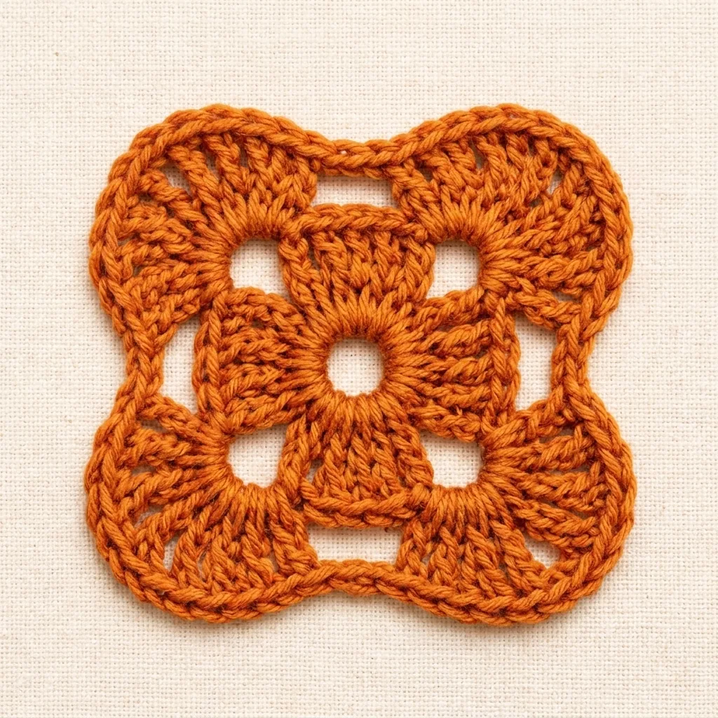 New professional crochet photo of motif 2 Rounded Floral Granny Square