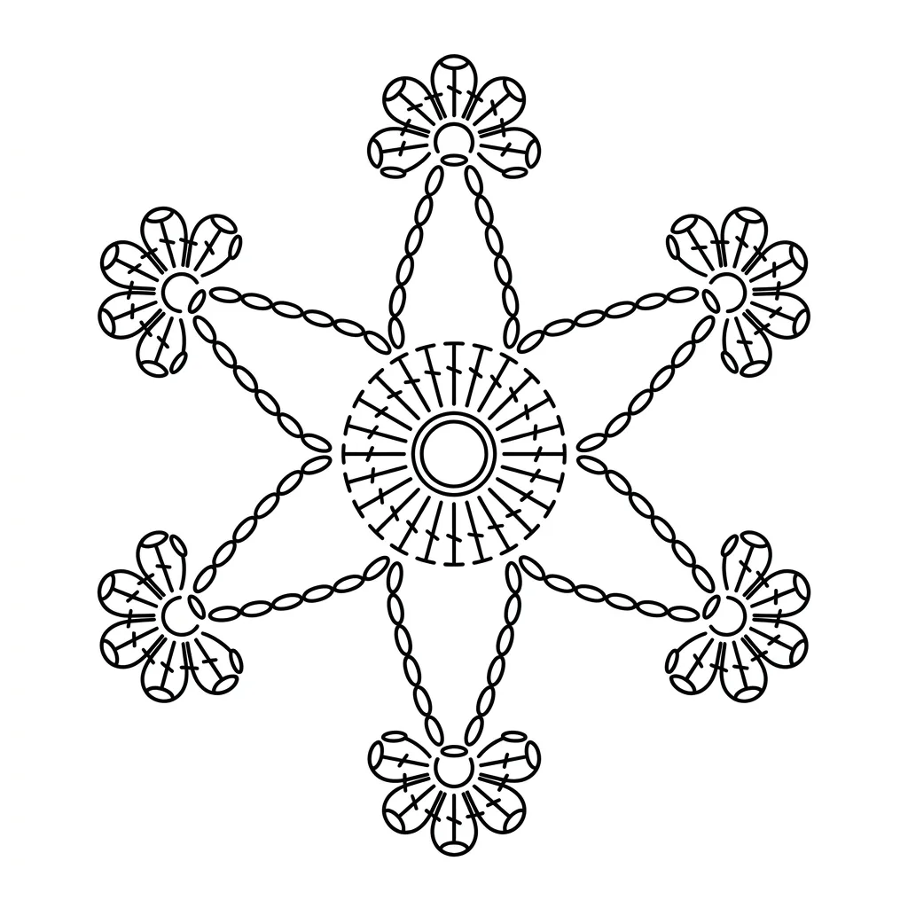 Clean crochet symbol chart for motif 3 Six-Spoke Mini-Flower Motif