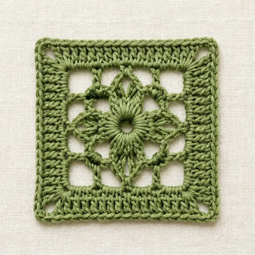 New professional crochet photo of motif 13 Balanced Geometric Flower Square
