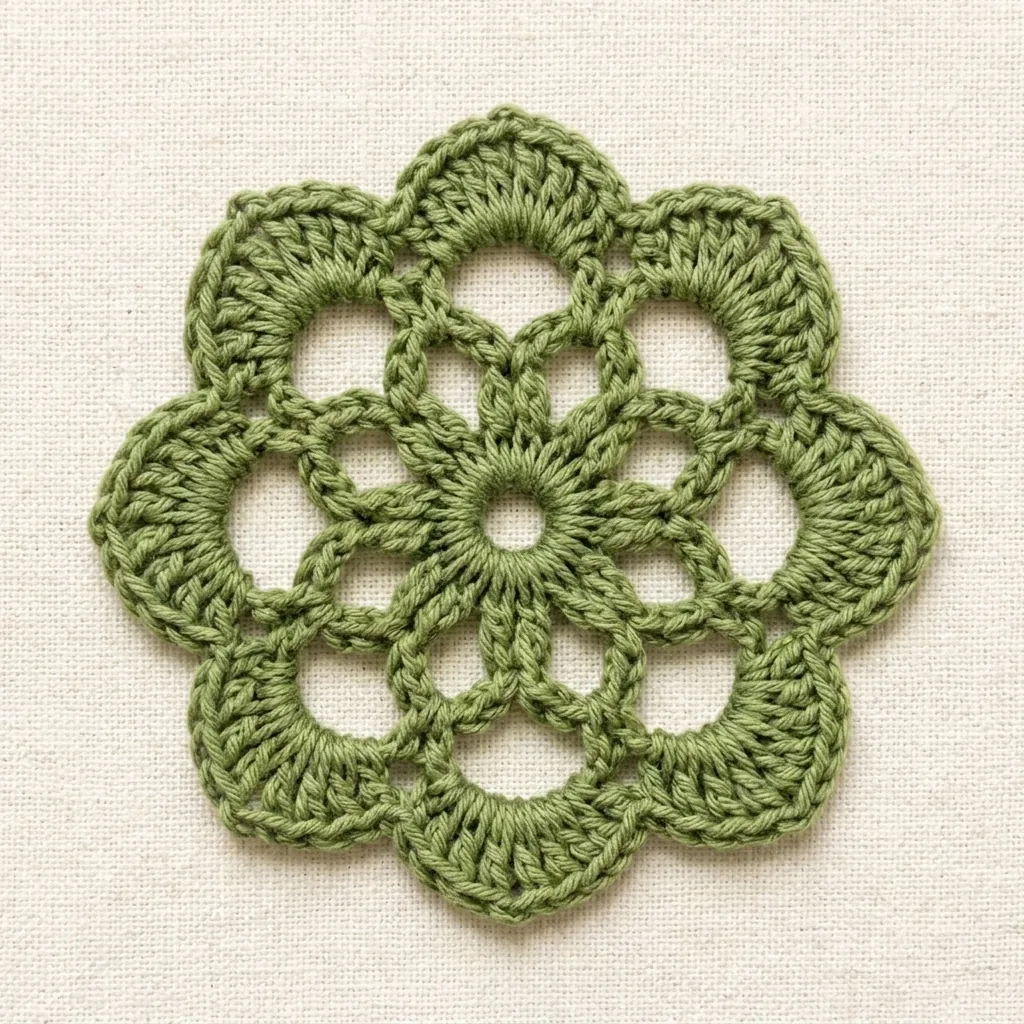 New professional crochet photo of motif 14 Open Scalloped Flower Motif