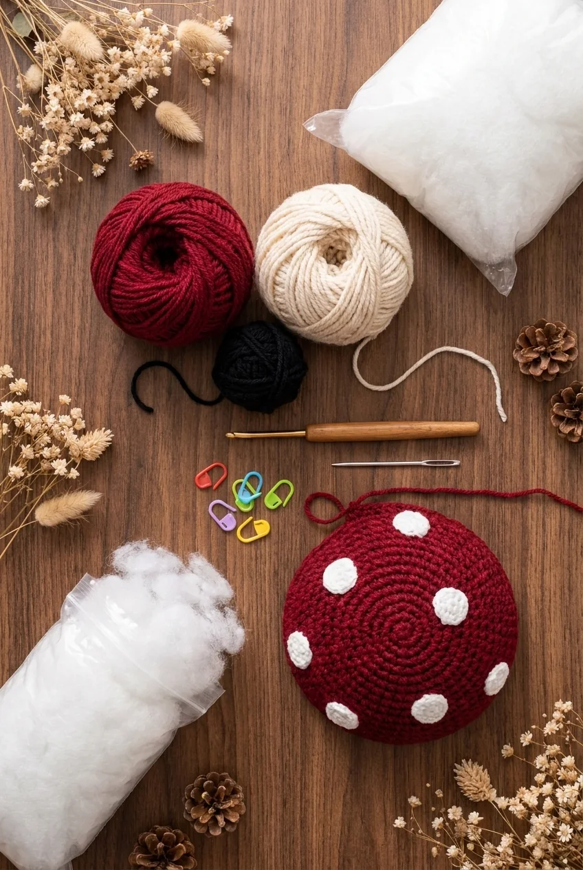materials for an easy halloween crochet project