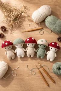 crochet mushroom bouquet
