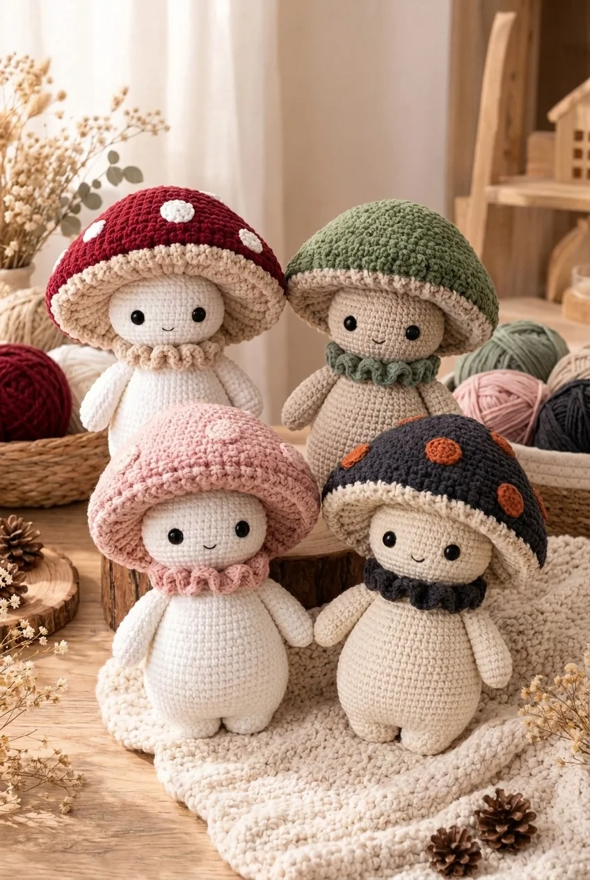 which mushroom should you crochet — four colorways quiz