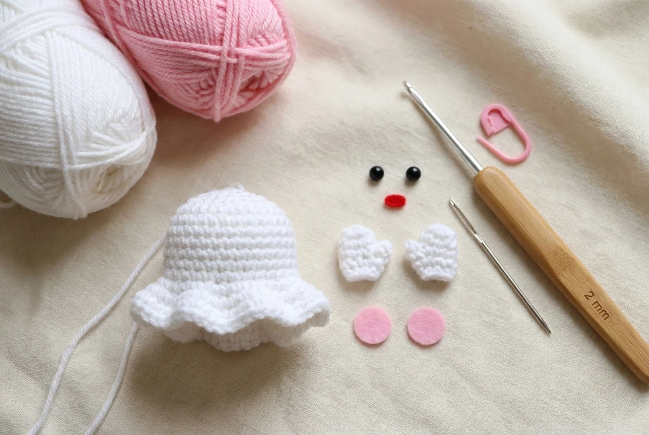 My Melody step 1 crochet body and hands
