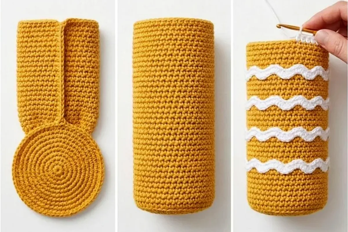 Make the strap for the Sunny Sponge crochet bottle holder