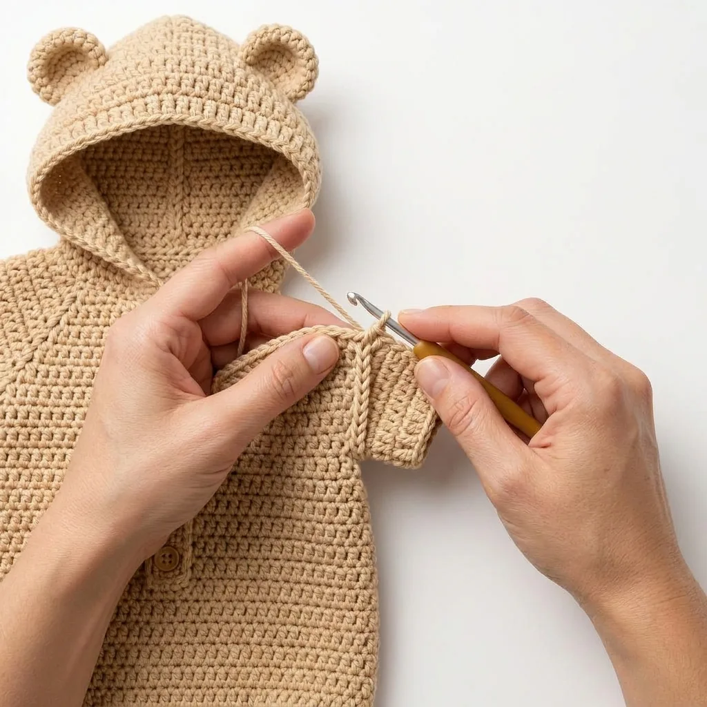 Crochet the short sleeves