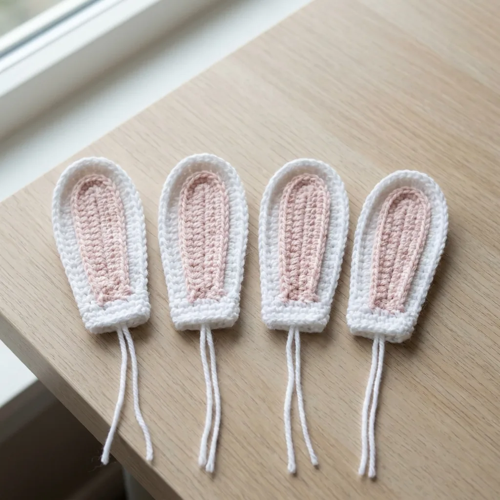 Four layered crochet bunny ears