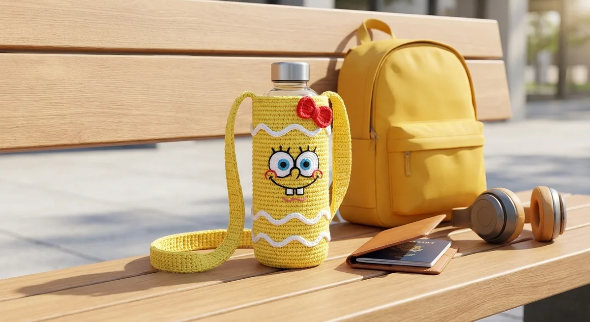 Summer camp accessory for the Sunny Sponge crochet bottle holder