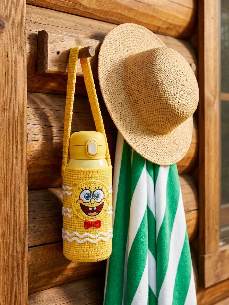 Everyday hydration routine for the Sunny Sponge crochet bottle holder