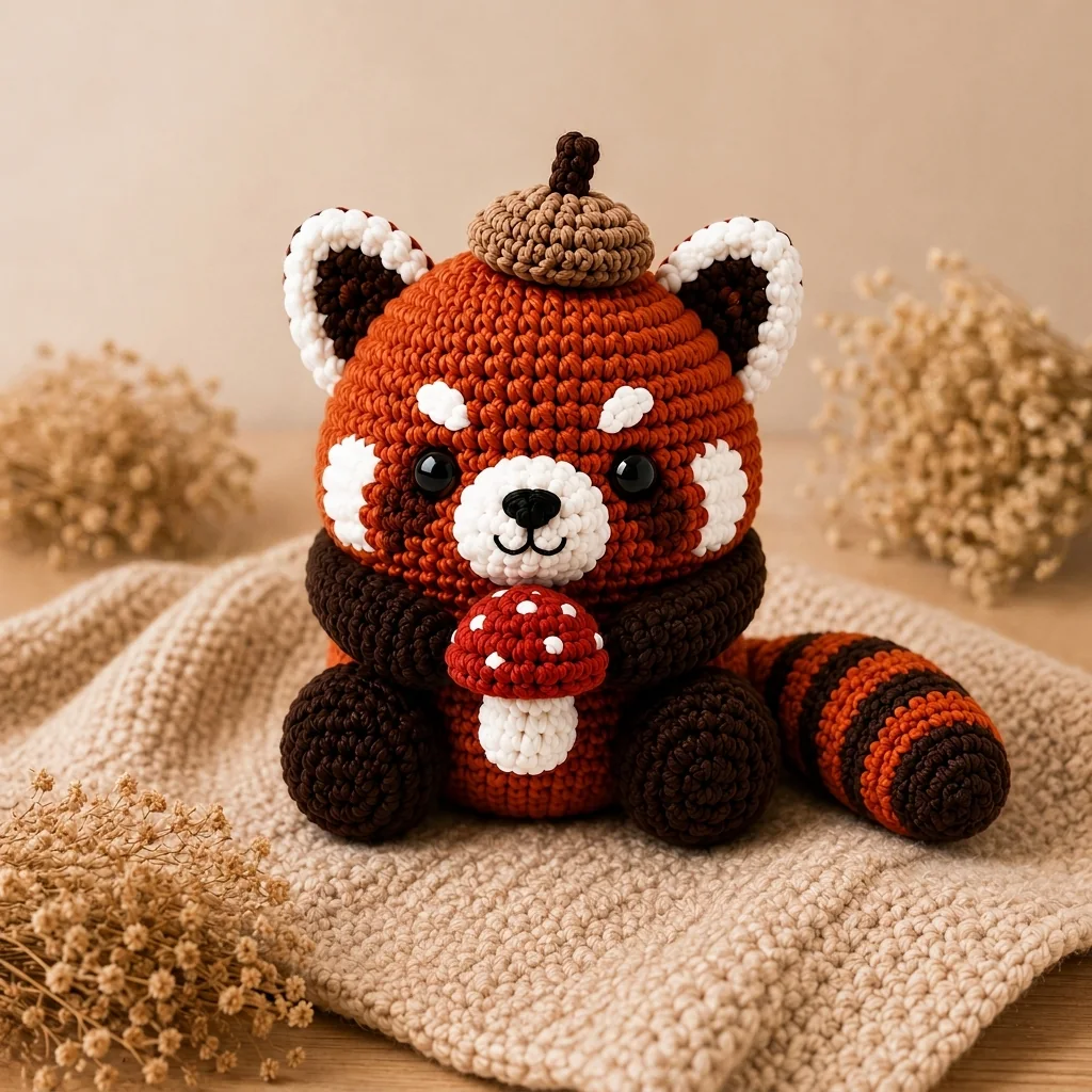 crochet red panda color combinations: Cinnamon and Espresso