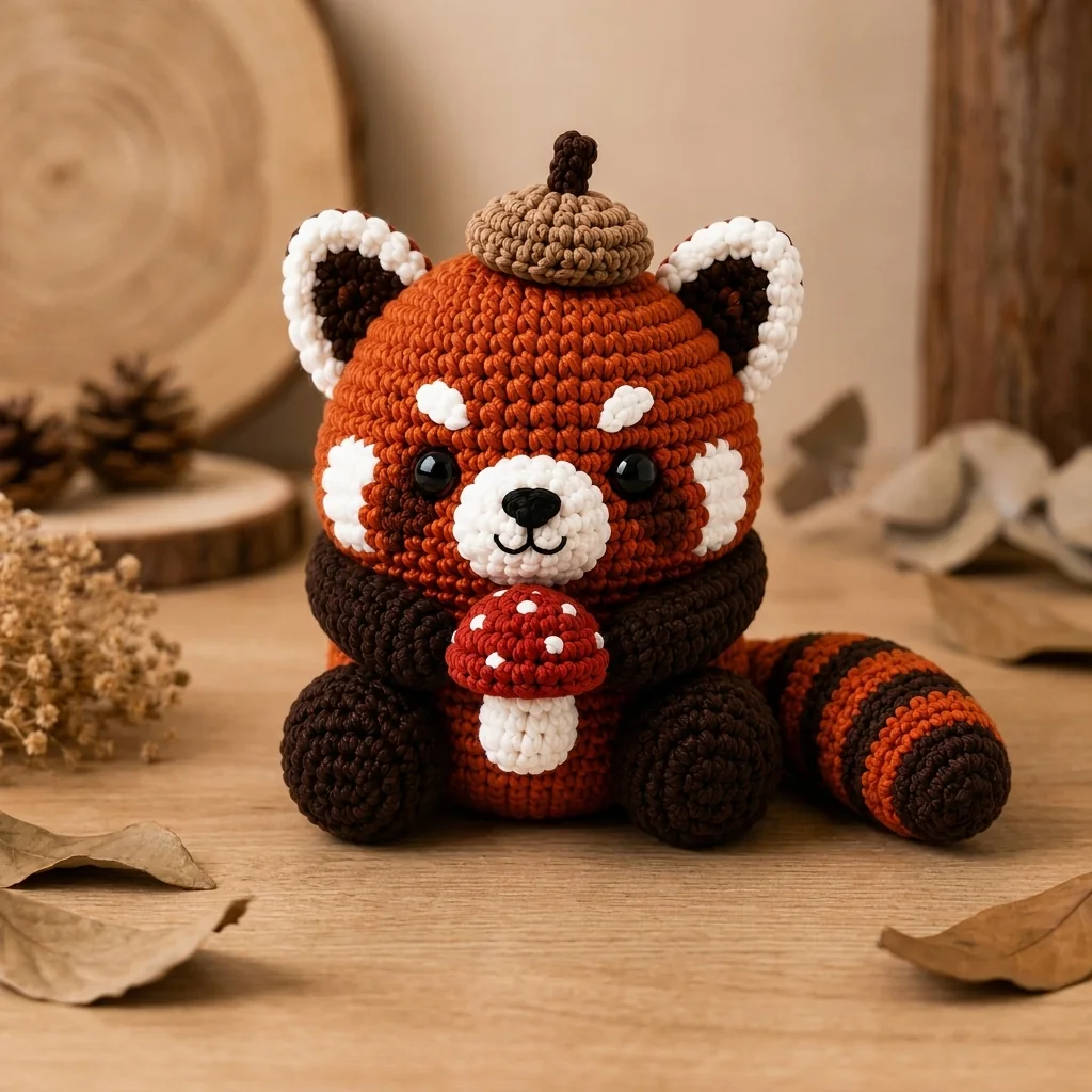 crochet red panda color combinations: Classic Burnt Orange and Chocolate