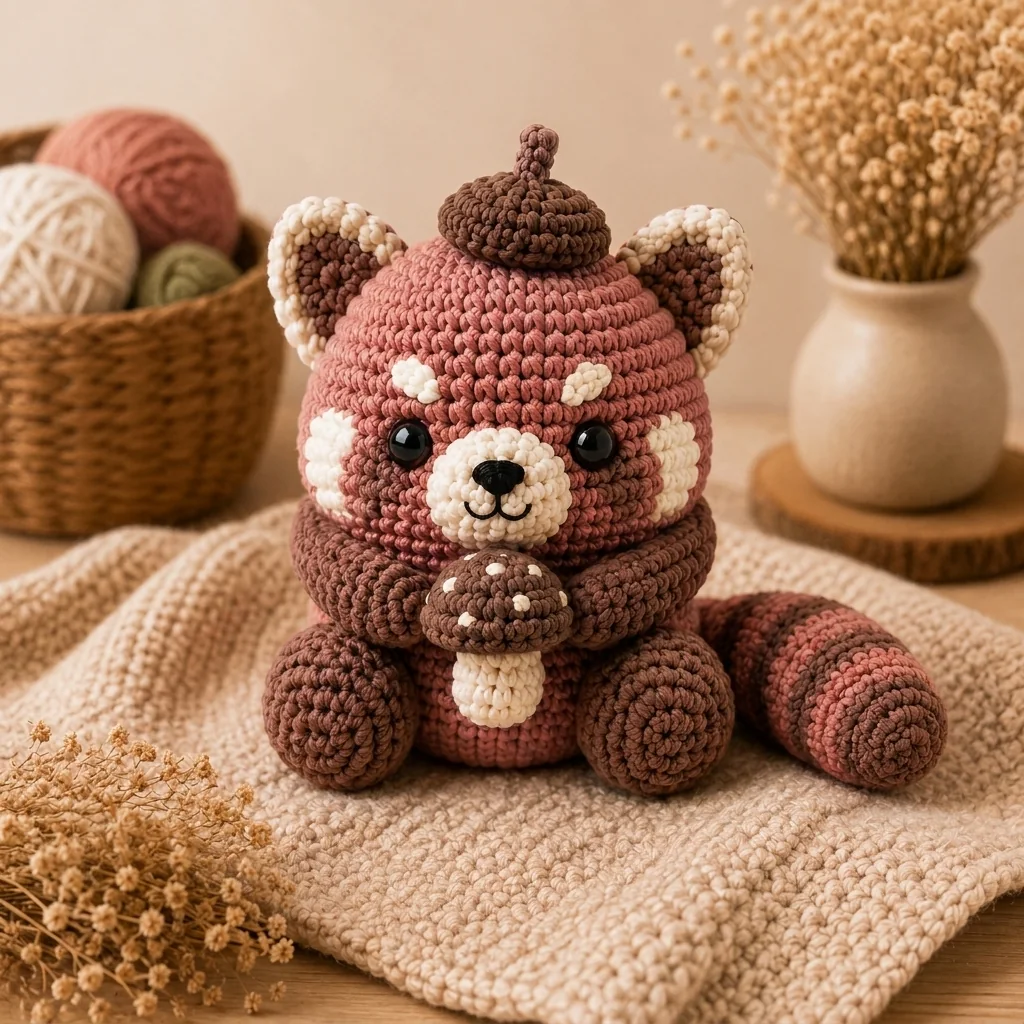 crochet red panda color combinations: Dusty Rose and Cocoa