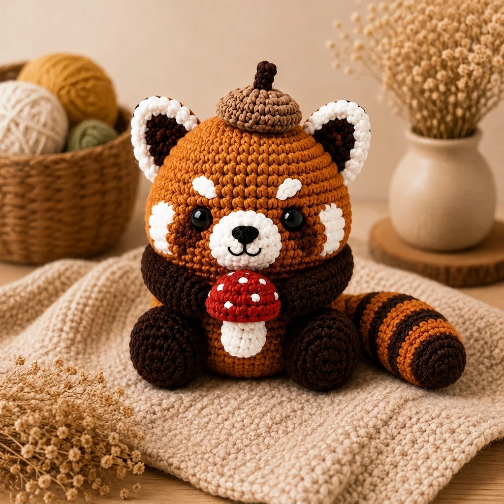 crochet red panda color combinations: Golden Ochre and Dark Brown