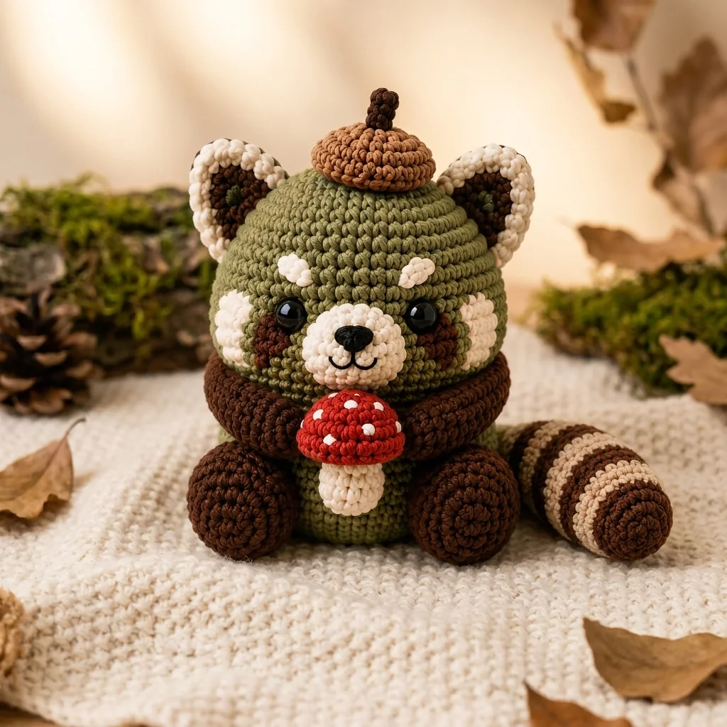 crochet red panda color combinations: Moss Green and Cream